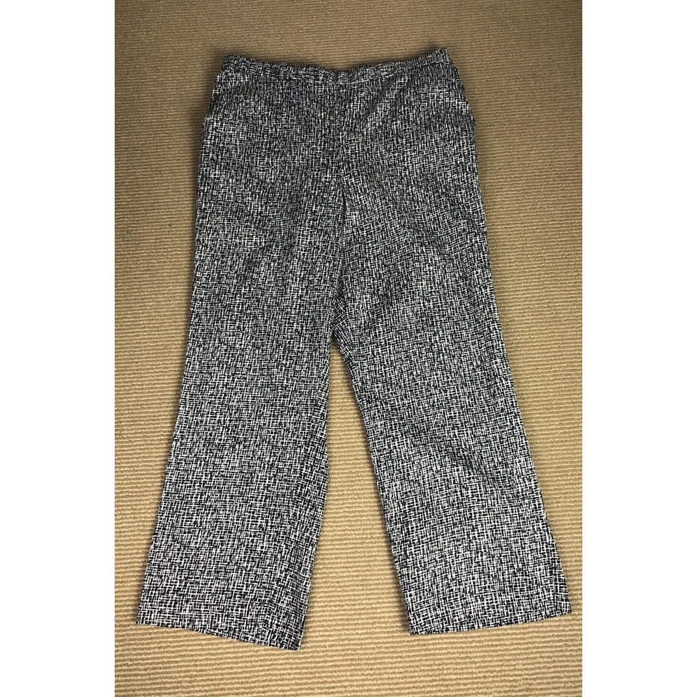 Alfred Dunner Womens Pants 16 Black White Pull On Pockets Elastic Waist